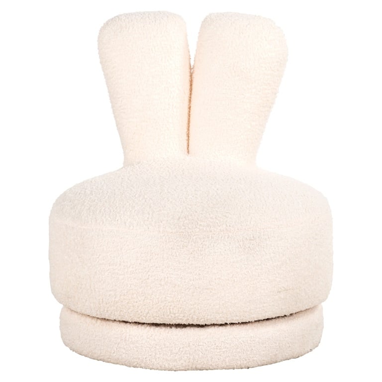 Fotoliu alb din poliester pentru copii boucle Bunny