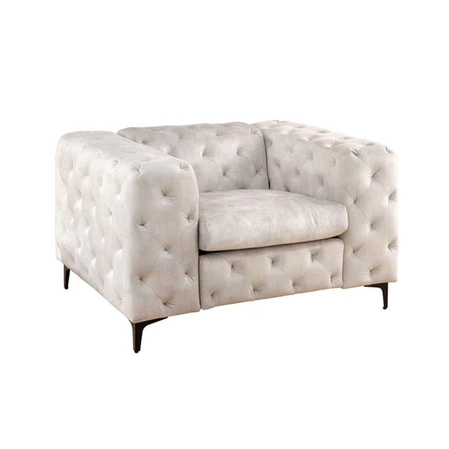 Fotoliu bej din catifea chesterfield Modern Barock