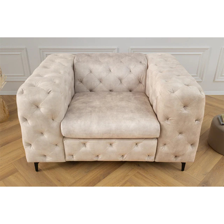 Fotoliu bej din catifea chesterfield Modern Barock