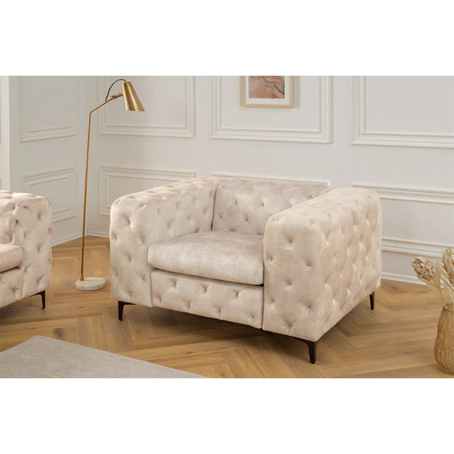 Fotoliu bej din catifea chesterfield Modern Barock