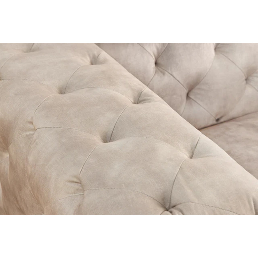 Fotoliu bej din catifea chesterfield Modern Barock