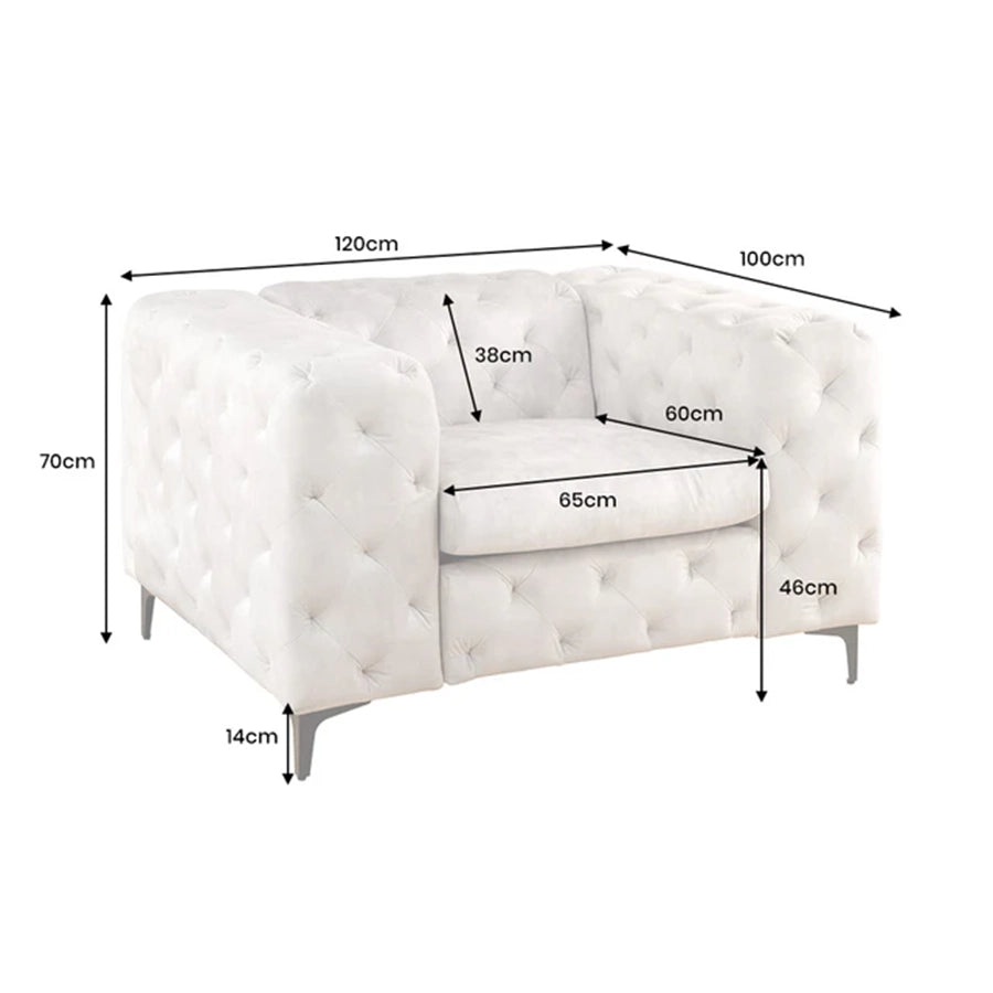 Fotoliu bej din catifea chesterfield Modern Barock
