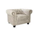 Fotoliu champagne din catifea Chesterfield