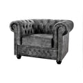 Fotoliu gri din catifea Chesterfield