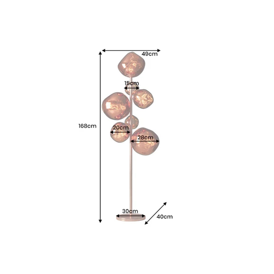 Lampadar gold cupru din otel si sticla Diamond