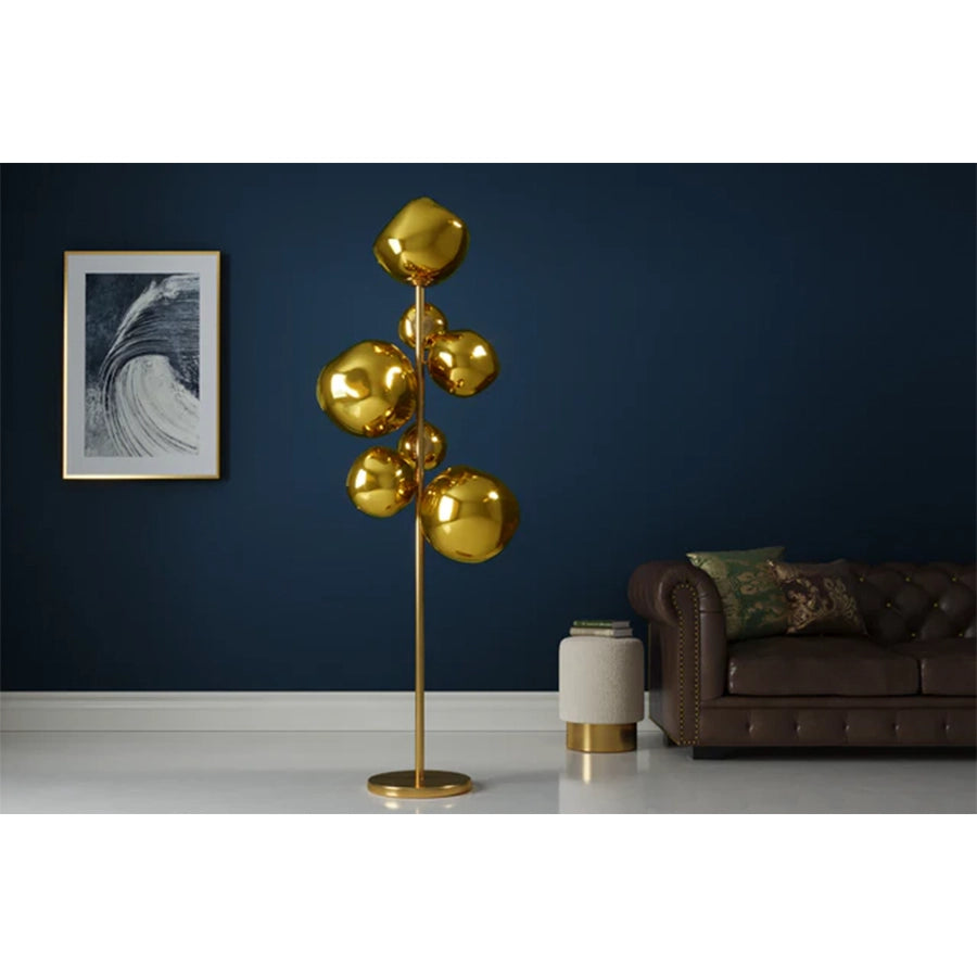 Lampadar gold din otel si sticla Diamond