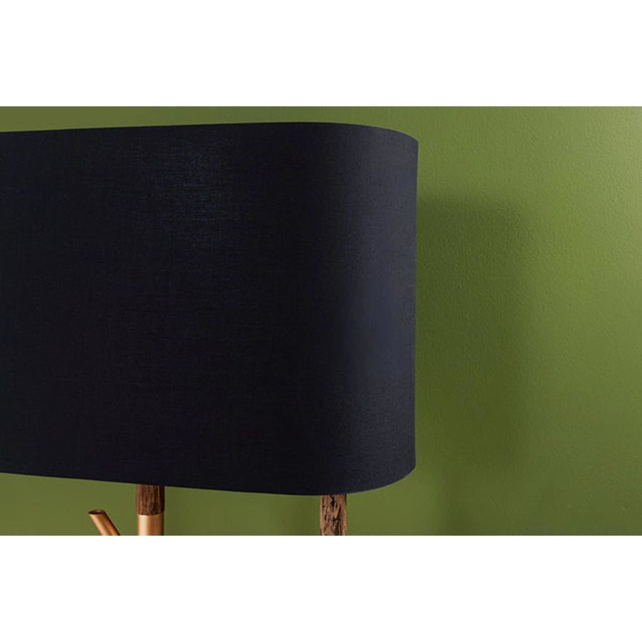 Lampadar negru din lemn si material sintetic Wardrobe
