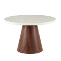 Masa dining alba cu baza maro din MDF 120 cm Hagen - imagine 2