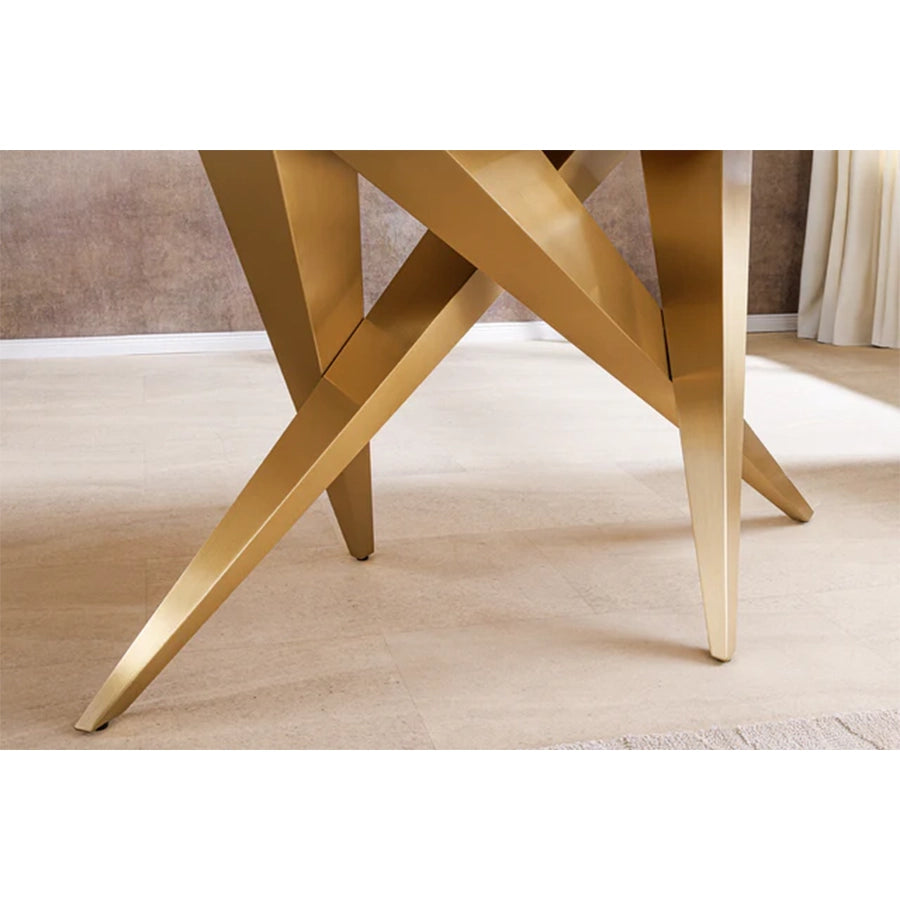 Masa dining alba gold din marmura 200 Art Living
