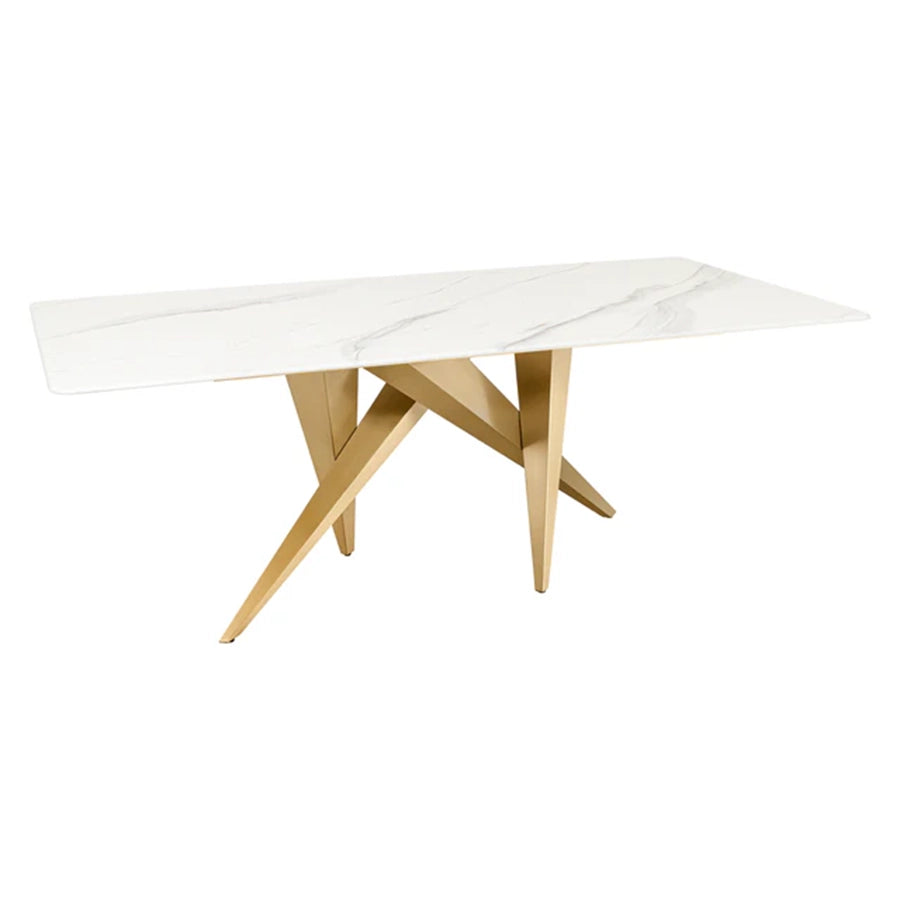 Masa dining alba gold din marmura 200 Art Living