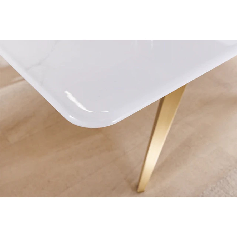 Masa dining alba gold din marmura 200 Art Living