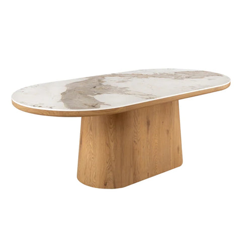 Masa dining maro deschis din lemn 200 cm Unique