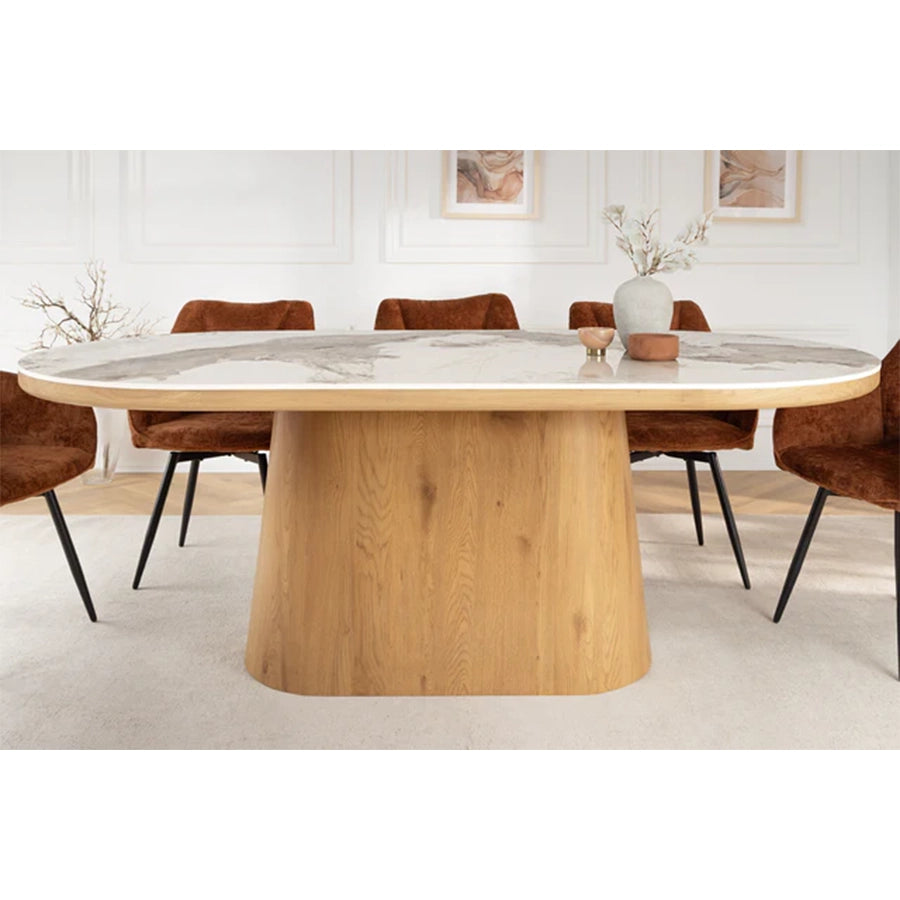Masa dining maro deschis din lemn 200 cm Unique