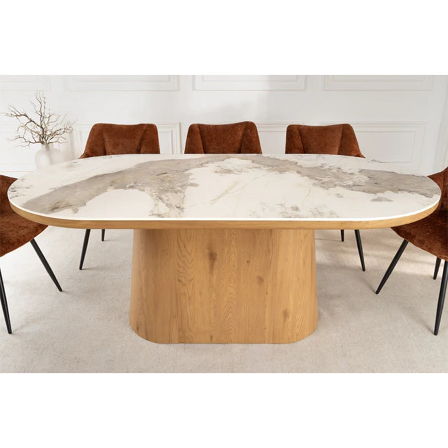 Masa dining maro deschis din lemn 200 cm Unique