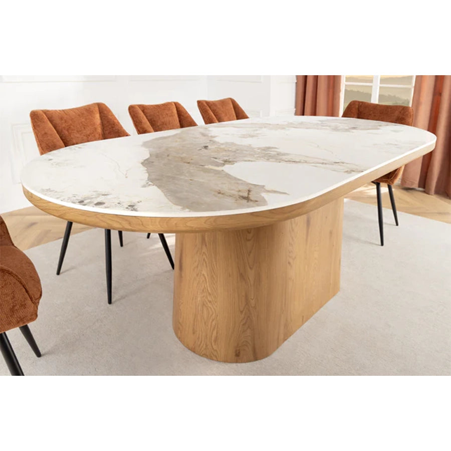 Masa dining maro deschis din lemn 200 cm Unique