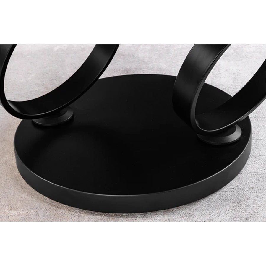 Masa cafea rotativa alba gri din ceramica Dancing Rings