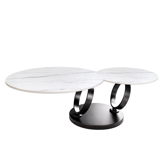 Masa cafea alba rotativa din ceramica Dancing Rings