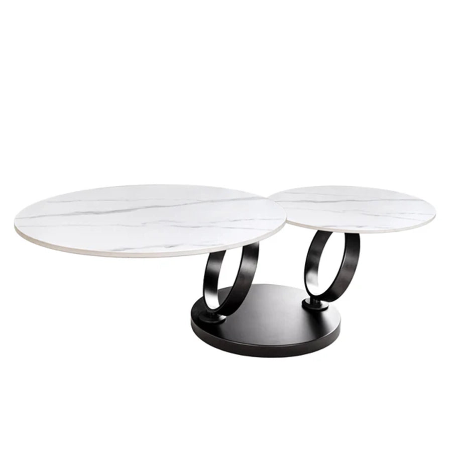 Masa cafea alba rotativa din ceramica Dancing Rings