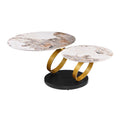 Masa cafea bej gold din ceramica Dancing Rings