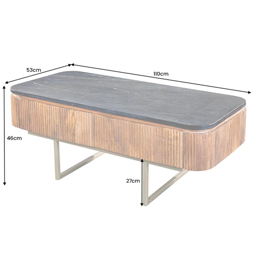 Masa cafea din lemn si marmura 110 cm Gatsby, elegantă și modernă, perfectă pentru orice living.