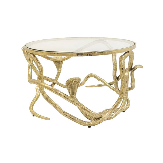 Masa cafea gold din metal si sticla Cobra