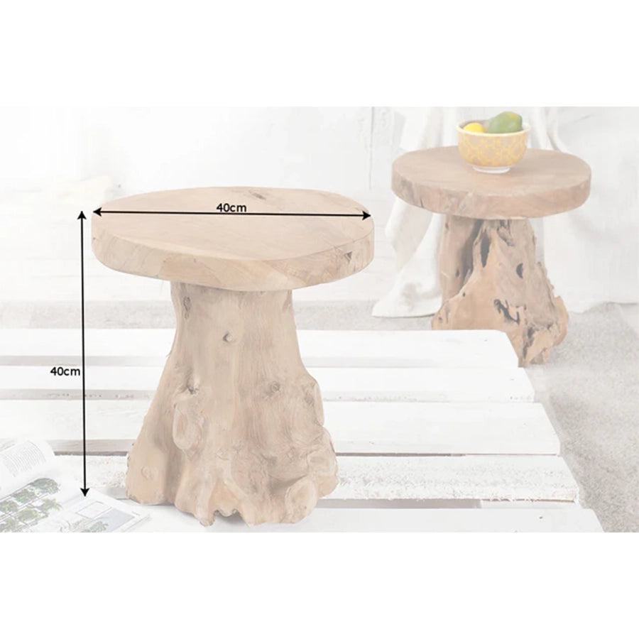 Masa cafea maro din lemn de tec 40 cm Root