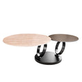 Masa cafea rotativa crem gri din ceramica Dancing Rings