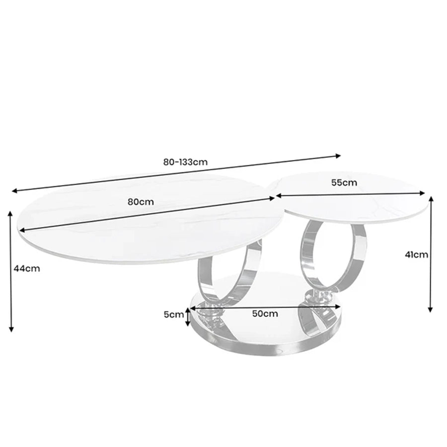 Masa cafea rotativa crem gri din ceramica Dancing Rings