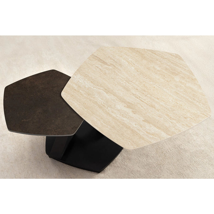Masa cafea rotativa crem gri din ceramica Movement