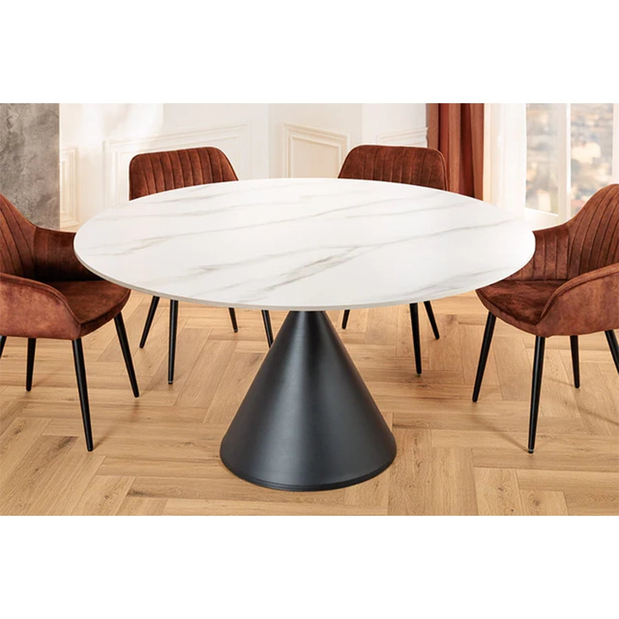 Masa dining alba din ceramica 135 cm Signature