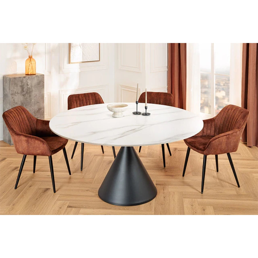 Masa dining alba din ceramica 135 cm Signature