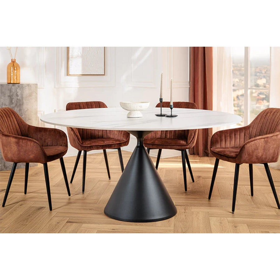 Masa dining alba din ceramica 135 cm Signature