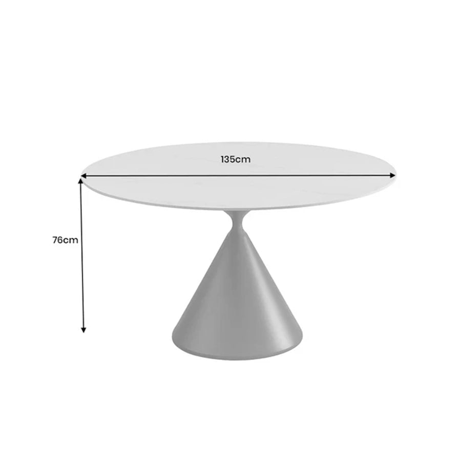 Masa dining alba din ceramica 135 cm Signature