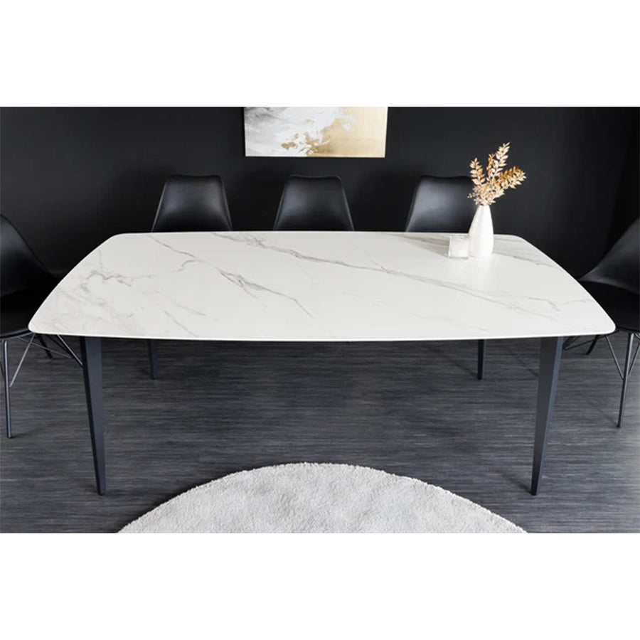 Masa dining alba din ceramica 160 cm Milano