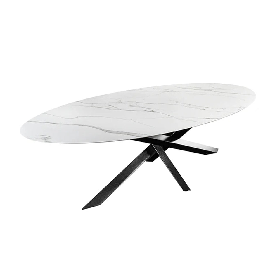 Masa dining alba din ceramica 280 cm Sculpture