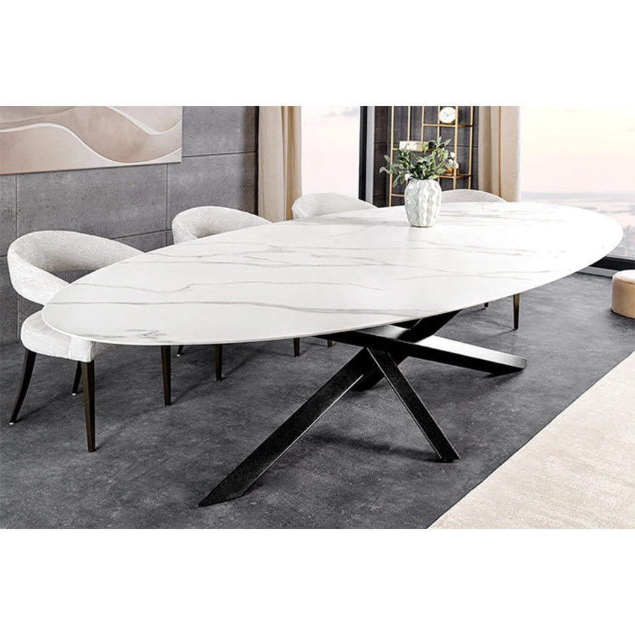 Masa dining alba din ceramica 280 cm Sculpture