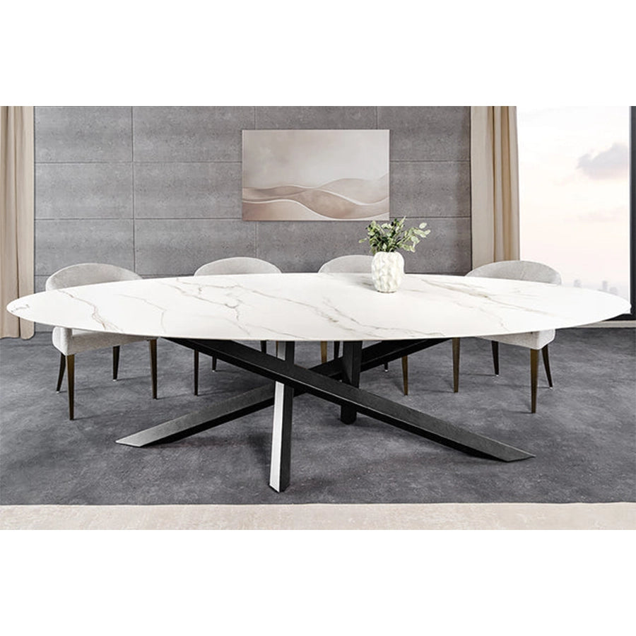 Masa dining alba din ceramica 280 cm Sculpture