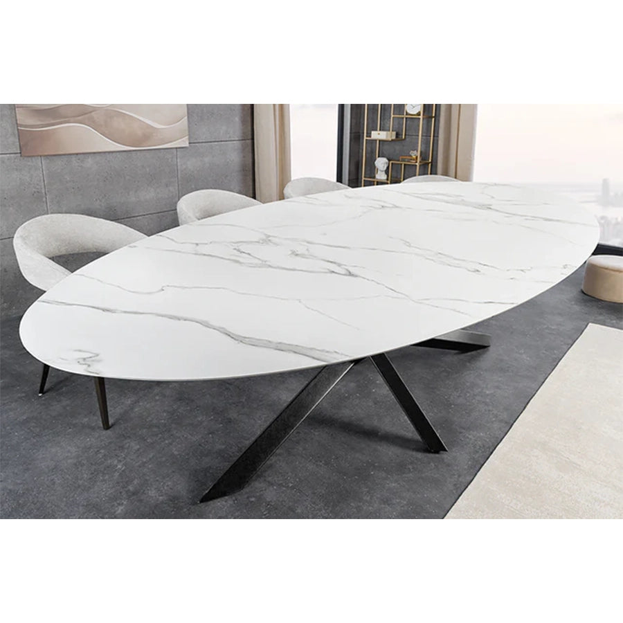 Masa dining alba din ceramica 280 cm Sculpture