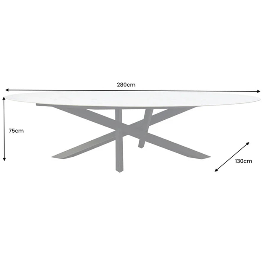 Masa dining alba din ceramica 280 cm Sculpture