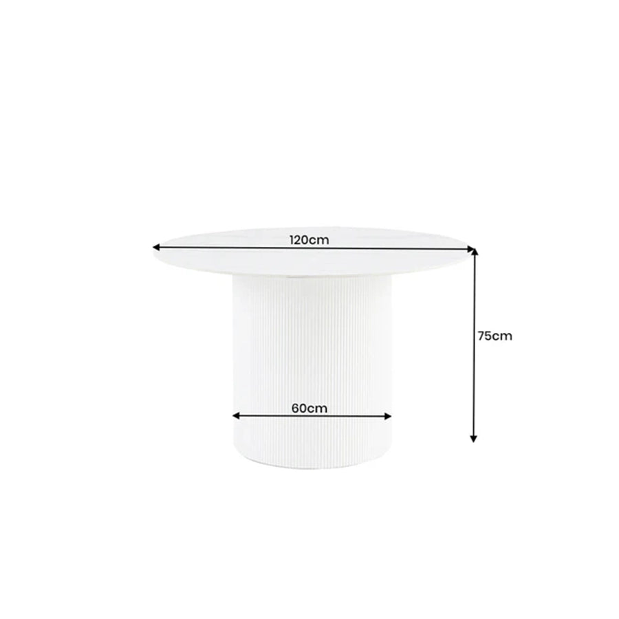 Masa dining alba din lemn si ceramica 120 Unique