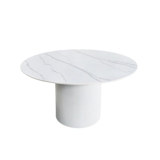 Masa dining alba din lemn si ceramica 120 Unique