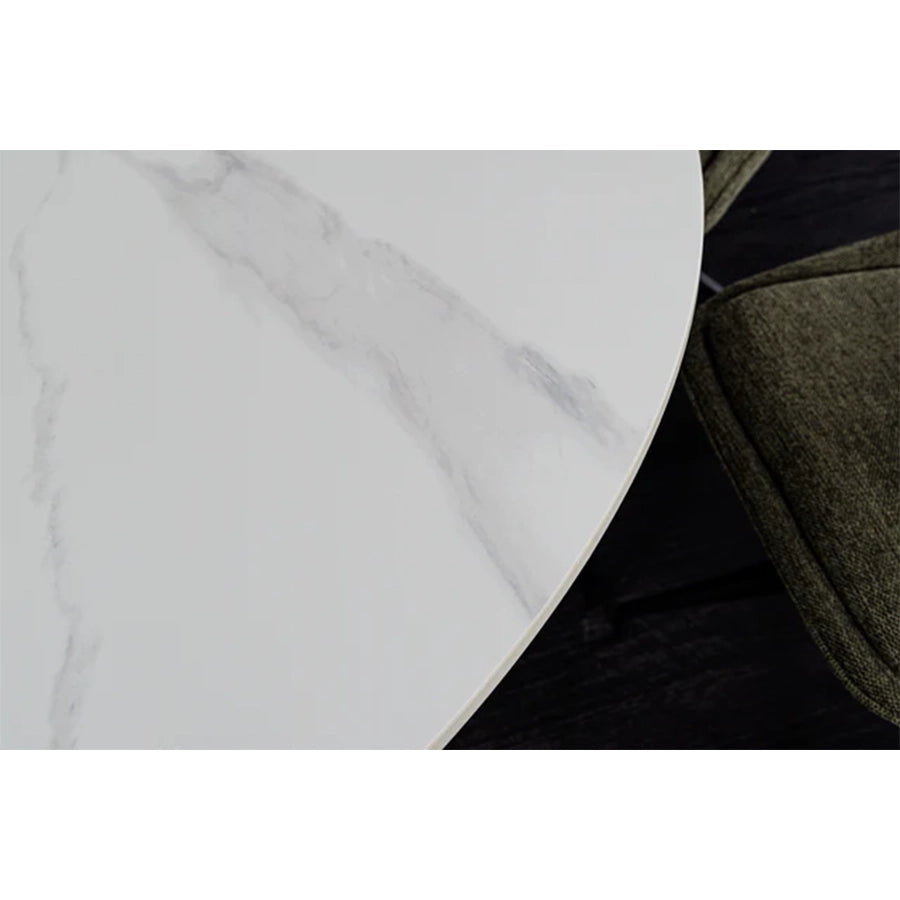 Masa dining alba din lemn si ceramica 120 Unique