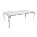 Masa dining alba din sticla temperata 200 cm Barok