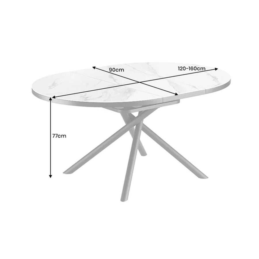Masa dining alba extensibila 120-160 cm Mikado