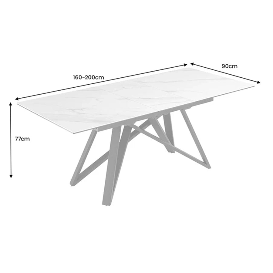 Masa dining alba extensibila 160-200 cm Atlas
