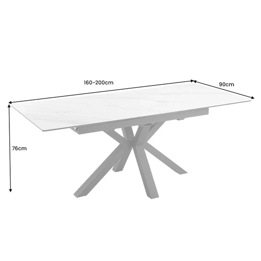 Masa dining alba extensibila 160-200 cm Eternity