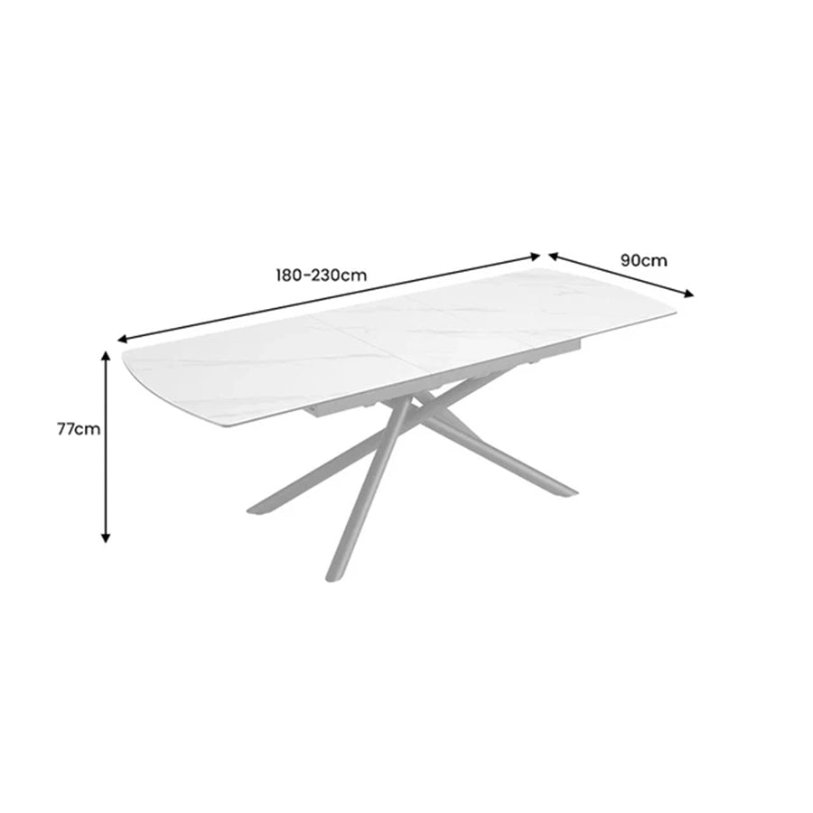 Masa dining alba extensibila 180-230 cm Mikado
