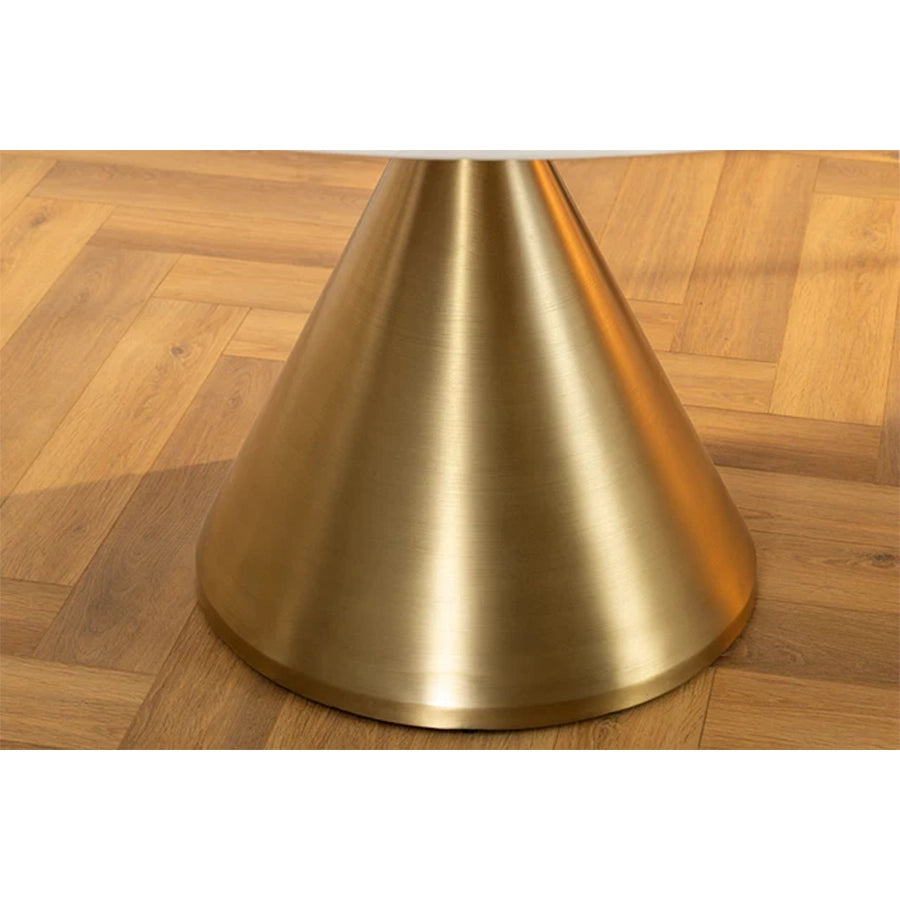 Masa dining alba gold cu aspect de marmura 130 Elegancia