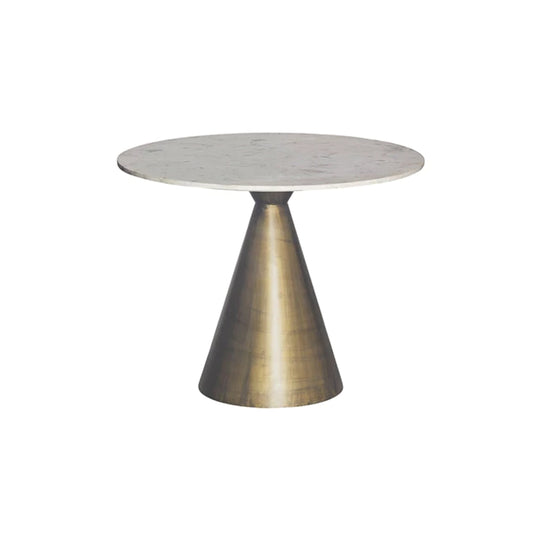 Masa dining alba gold din marmura 100 cm Elegancia