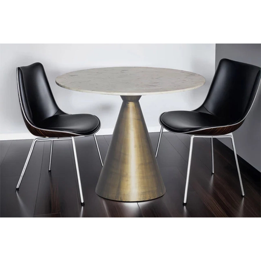 Masa dining alba gold din marmura 100 cm Elegancia